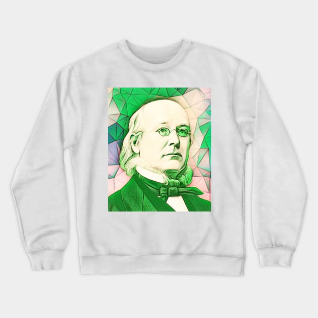 Horace Greeley Green Portrait | Horace Greeley Artwork 7 Crewneck Sweatshirt by JustLit